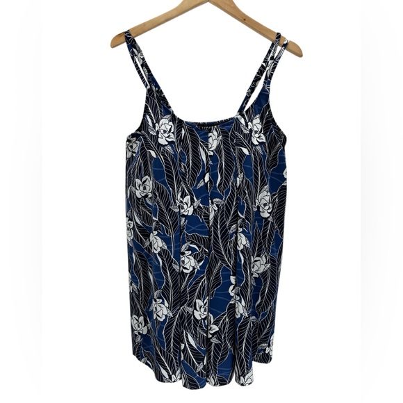 Swim Solutions Blue Floral One Piece Swimsuit Tummy Control Tankini Size 18W - Picture 3 of 13